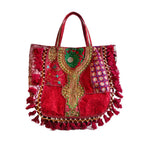 Pink Kasida Kari Patchwork Bag with Intricate Gold Threading