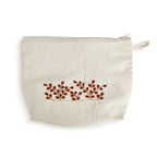 Gota Patti-Embroidered Floral Canvas Travel Pouch - Cream