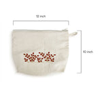 Gota Patti-Embroidered Floral Canvas Travel Pouch - Cream
