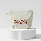 Gota Patti-Embroidered Floral Canvas Travel Pouch - Cream