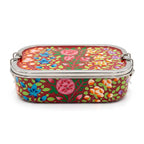 Red Floral Hand Painted Stainless Steel Lunch Tiffin Box