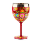 Vibrant Red Hand-Painted Floral Stainless Steel Goblet