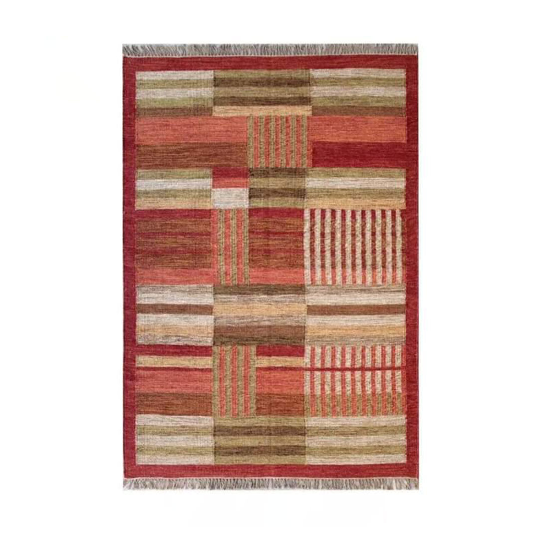 Handwoven Geometric Kilim Rug | Terracotta & Earth Tones | Madhues