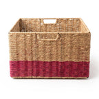 Rectangular Sabai Grass Storage Basket in Magenta