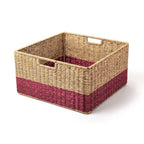 Rectangular Sabai Grass Storage Basket in Magenta