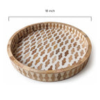 Round Wood and Resin Inlay Serving Tray with Ogee Pattern