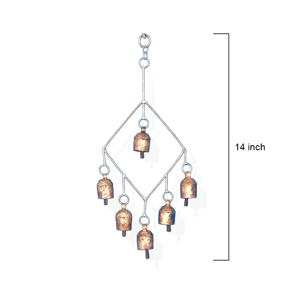 Rustic Hammered Brass 7-Bell Hanging Chime
