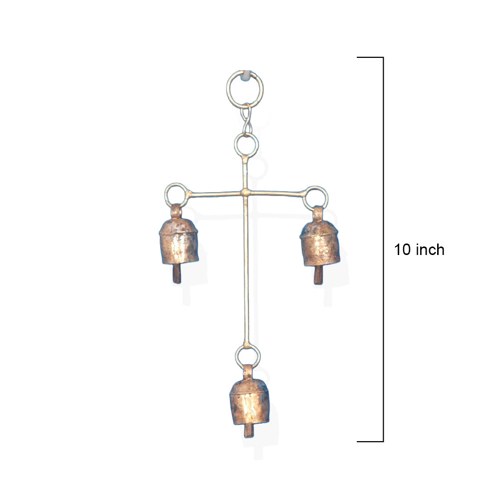 Rustic Gold Hanging Bells with Scroll Wall Bracket
