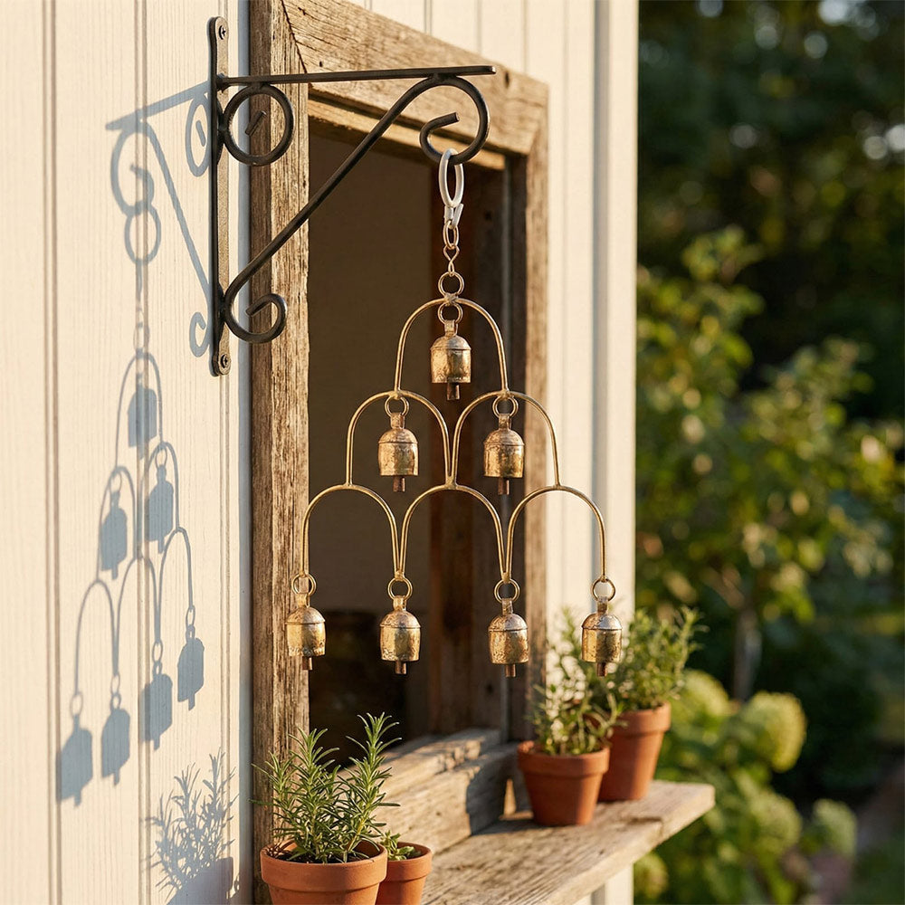 Rustic Brass Cascading Hanging Bell Wind Chime