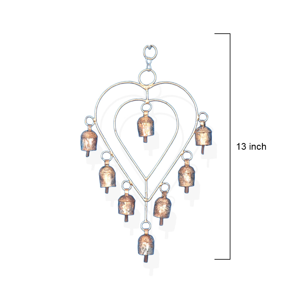 Rustic Heart-Shaped Metal Hanging Garden Bells