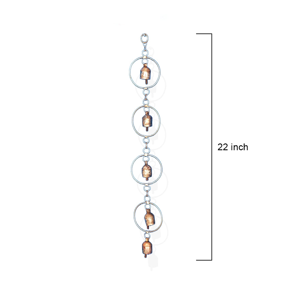 Rustic Metal Garden Bell Chain with 5 Hanging Bells