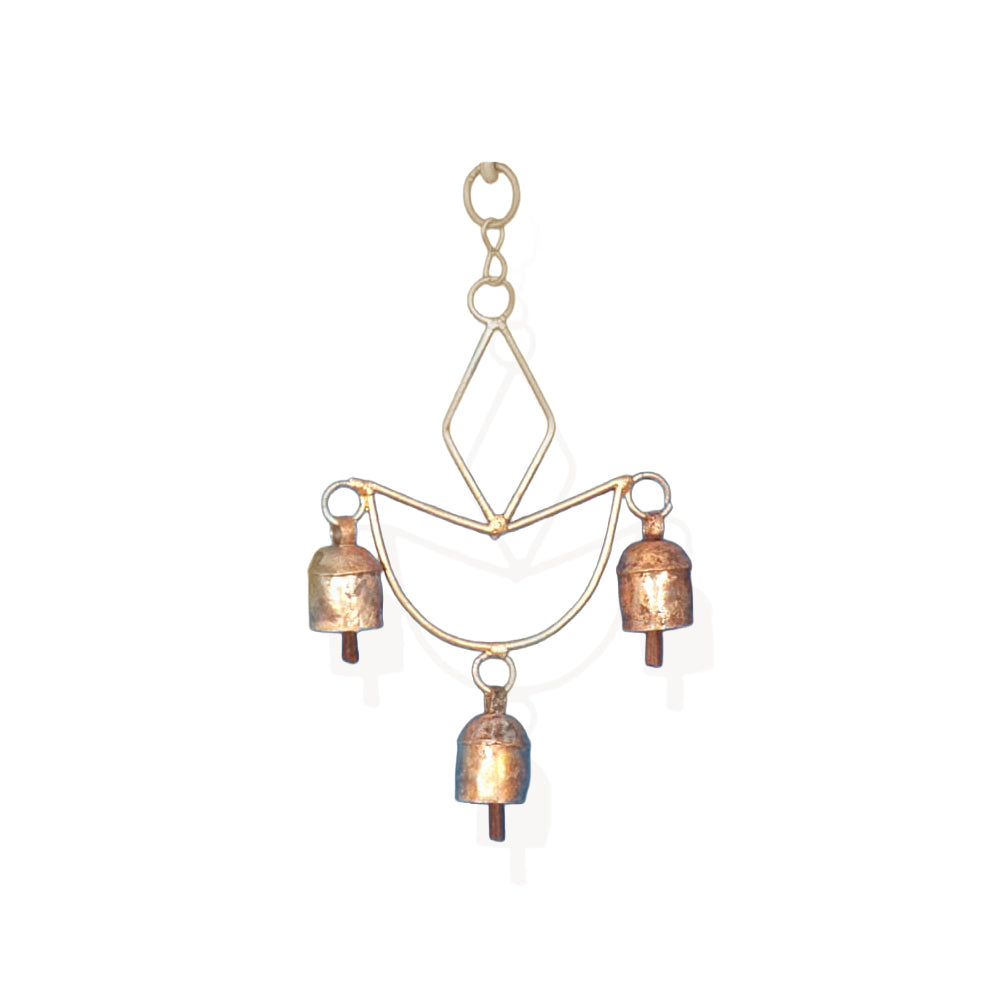 Rustic Gold Diamond Triple Bell Garden Wind Chime