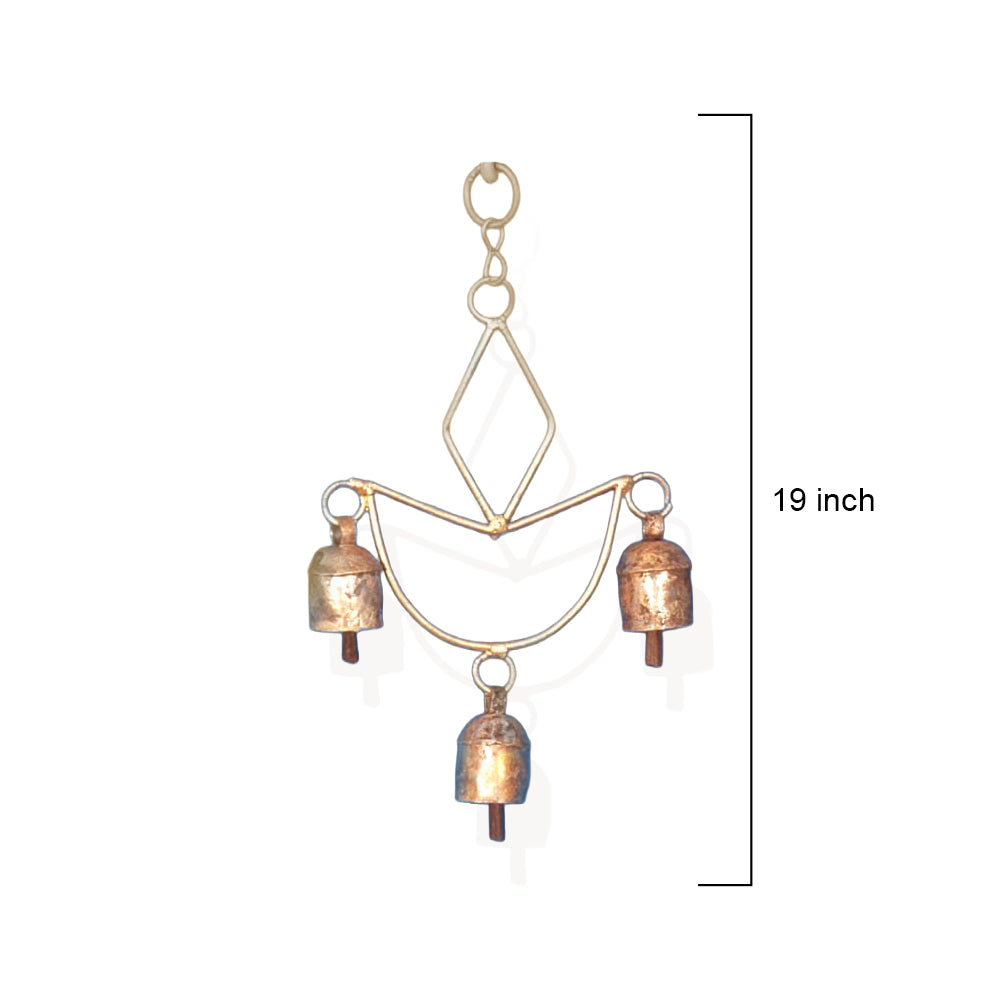 Rustic Gold Diamond Triple Bell Garden Wind Chime