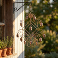 Rustic Iron Garden Wind Chime with 12 Weathered Copper Bells