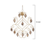 Rustic Iron Garden Wind Chime with 12 Weathered Copper Bells