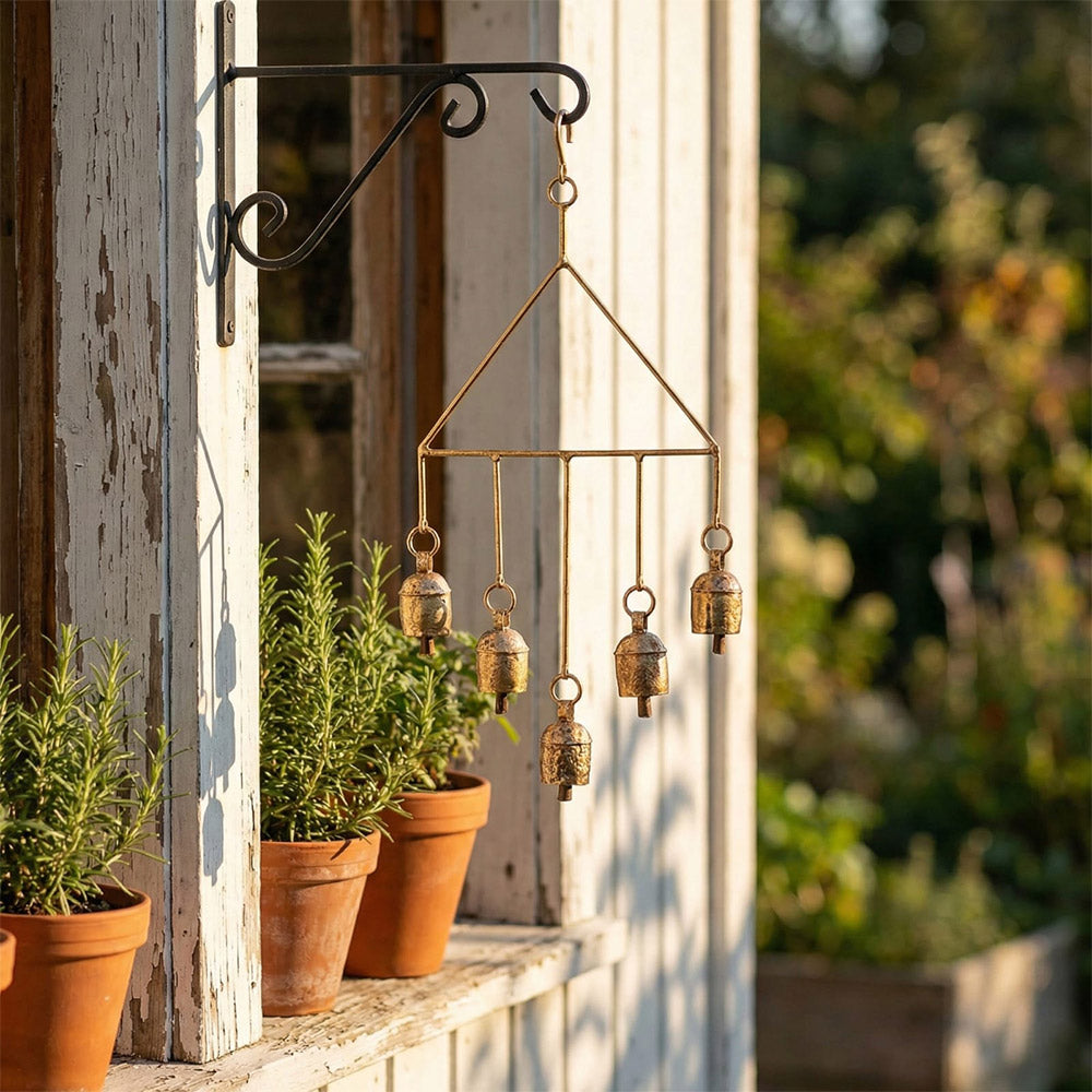 Rustic Gold Hanging Bells - Garden Wind Chime Decor