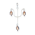 Rustic Brass Triple Hanging Garden Bells with Wall Bracket