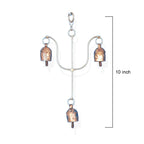 Rustic Brass Triple Hanging Garden Bells with Wall Bracket