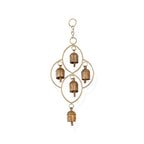 Rustic Vintage Metal Hanging Garden Bells with Wall Bracket
