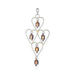 Heart Shaped Metal Wind Chime with 5 Rustic Bells