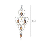 Heart Shaped Metal Wind Chime with 5 Rustic Bells