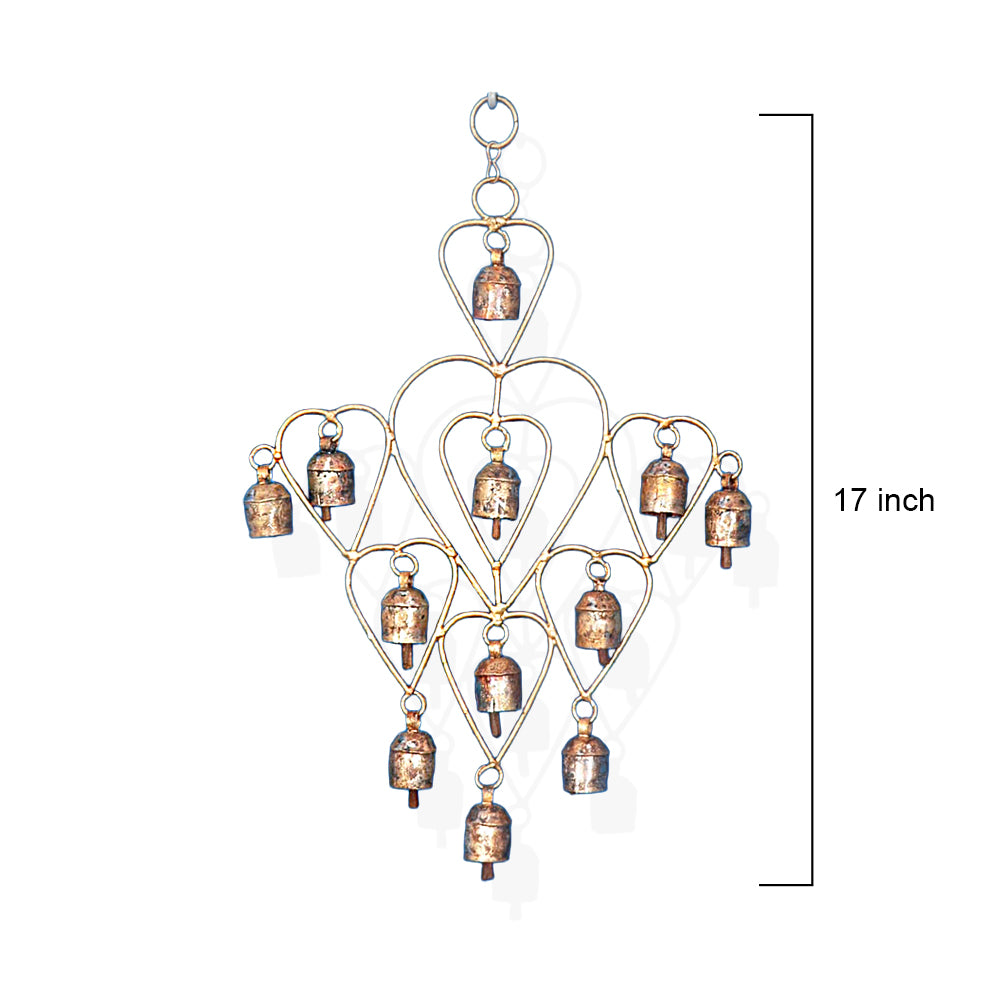 Rustic Heart-Shaped Brass Bell Wind Chime