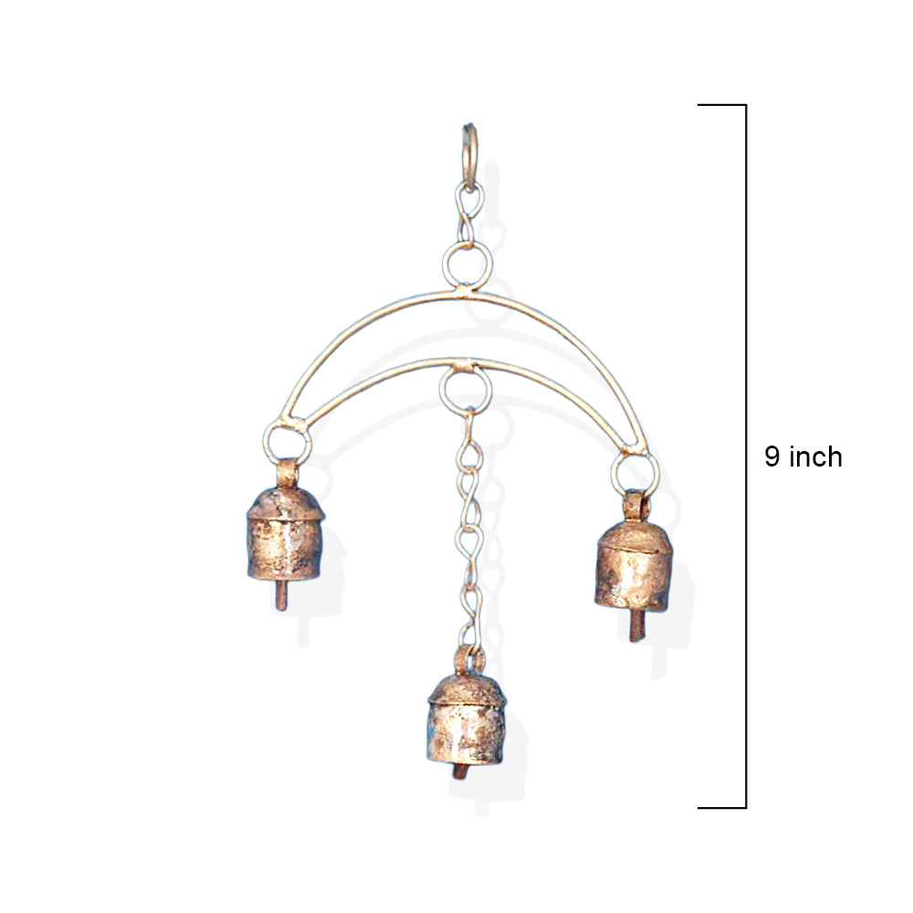 Rustic Aged Brass Triple Hanging Bell Chime