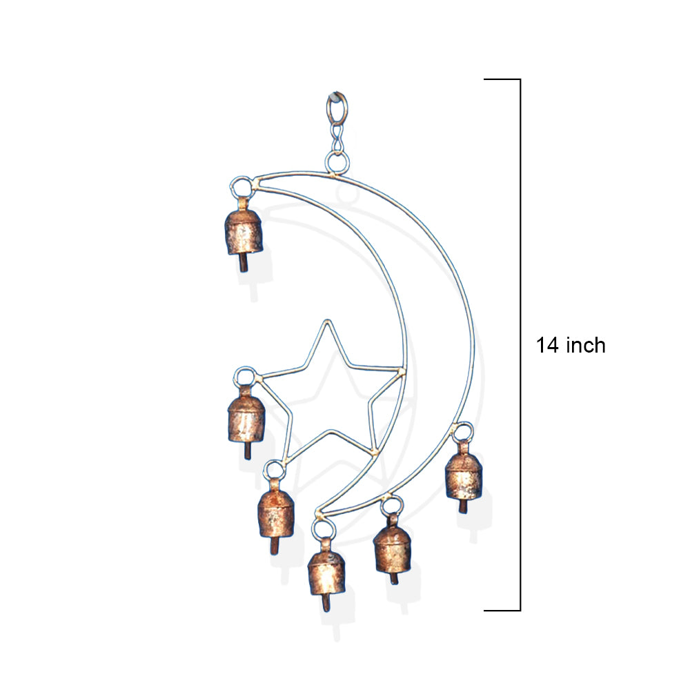 Celestial Moon and Star Metal Hanging Bells