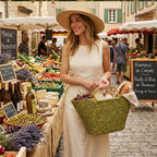 Olive Green Sabai Grass Market Tote with Round Wooden Handles
