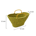 Olive Green Sabai Grass Market Tote with Round Wooden Handles