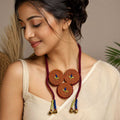 Handcrafted Sabai Grass Circular Pendant Necklace with Bells