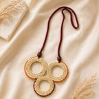 Triple Ring Sabai Grass Necklace with Beaded Accents
