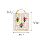 Handwoven Sabai Grass Tote with Floral Embroidery