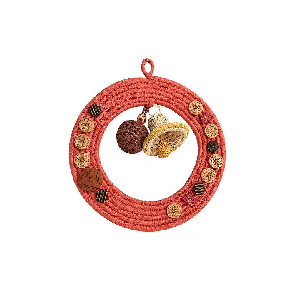 Terracotta Sabai Grass Wreath with Handcrafted Charms