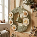 Sage Sabai Grass Wreath with Woven Bell and Button Charms