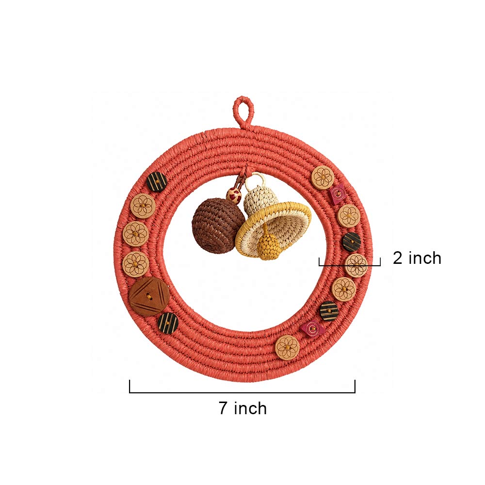 Terracotta Sabai Grass Wreath with Handcrafted Charms