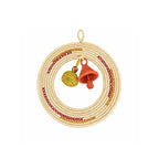 Handwoven Sabai Grass Circular Wall Art with Colorful Charms