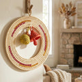 Handwoven Sabai Grass Circular Wall Art with Colorful Charms