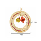 Handwoven Sabai Grass Circular Wall Art with Colorful Charms