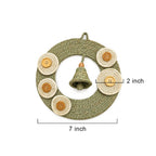 Sage Sabai Grass Wreath with Woven Bell and Button Charms