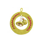 Chartreuse Sabai Grass Wreath with Handwoven Bell Ornament