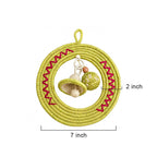 Chartreuse Sabai Grass Wreath with Handwoven Bell Ornament