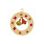 Floral Embroidered Sabai Grass Wreath with Handwoven Charms