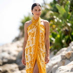 Handcrafted Yellow Block Print Cotton Scarf