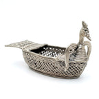 Antique Silver Filigree Swan Boat Decorative Bowl