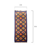Handwoven Diamond Motif Kilim Runner - Blue & Vibrant Tones