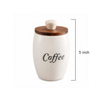 Rustic Speckled Ceramic Coffee Jar with Wood and Marble Lid