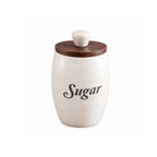 Handcrafted Speckled Ceramic Sugar Jar with Marble & Wood Lid