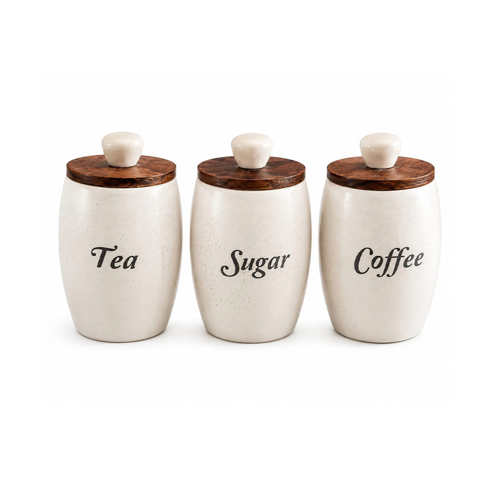 Artisan Speckled Ceramic Kitchen Canister Set of 3