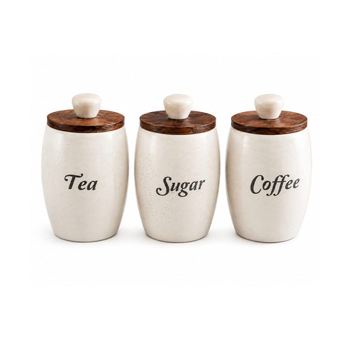 Artisan Speckled Ceramic Kitchen Canister Set of 3
